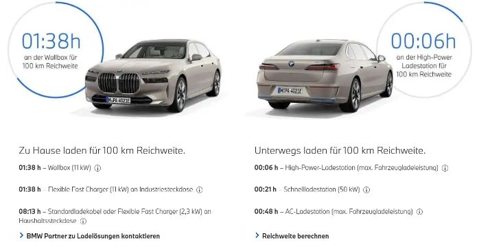 BMW verschiedene Ladezeiten 